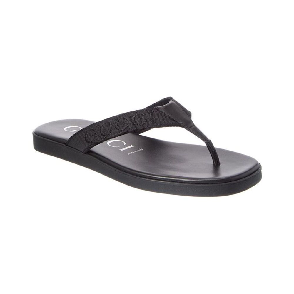 Gucci Canvas & Leather Sandal, Black